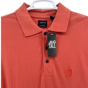 IZOD Mens Silk Wash 100% Cotton Polo Shortsleeve Shirt Coral Red Big Tall 2XLT